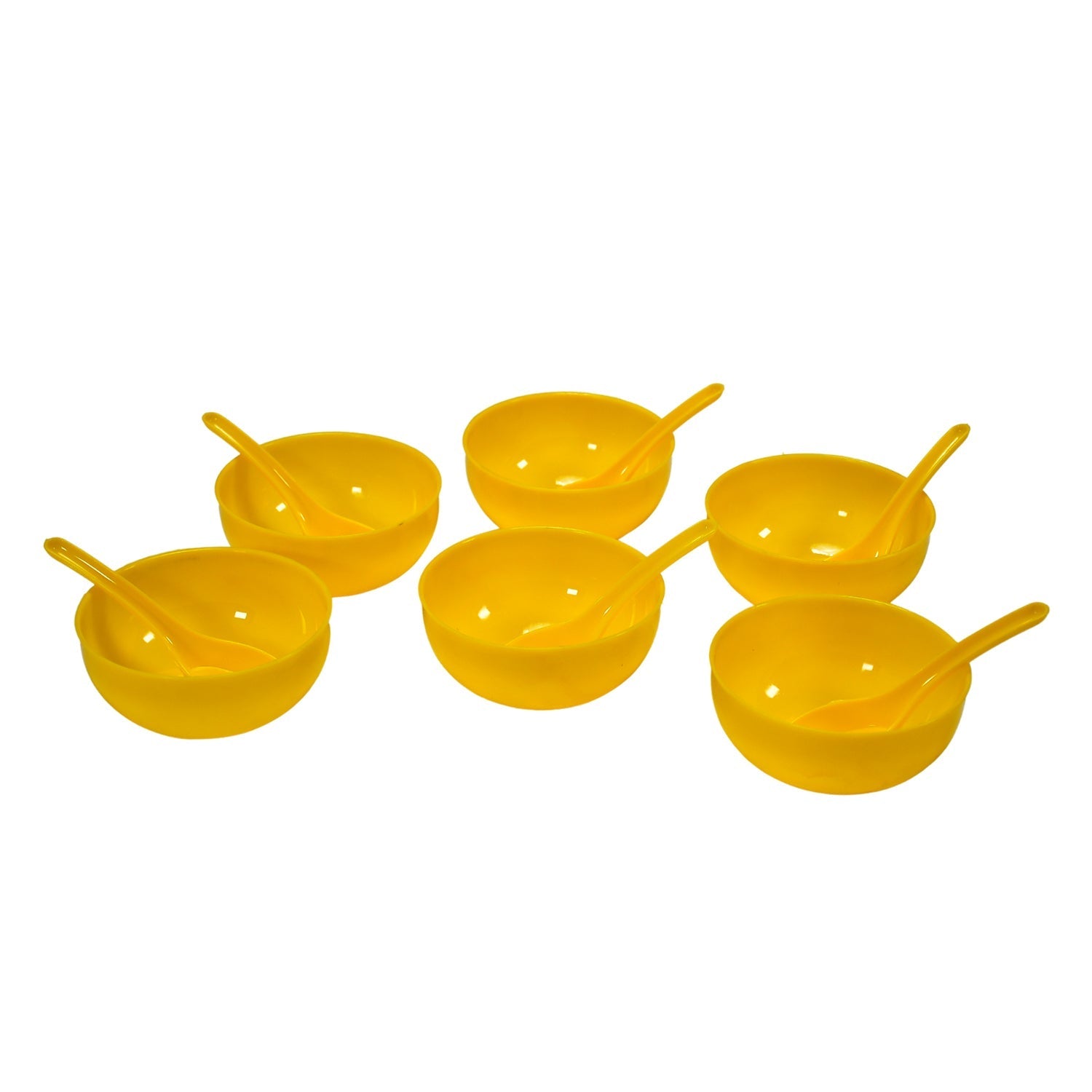 Plastic Soup Bowl & Spoon Set for Kitchen (6-Pcs)
