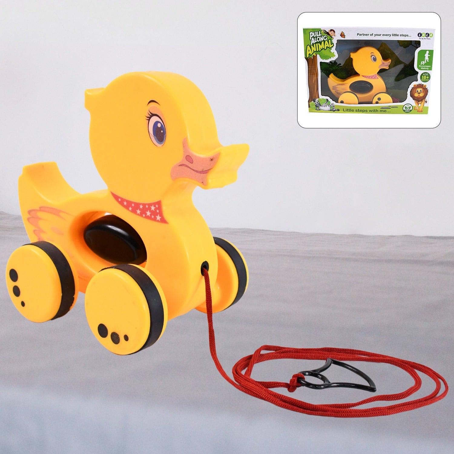 Pull Along Toy with Attractive Design, Developmental Toy for 1-Year-Old Girl Boy (Duck)