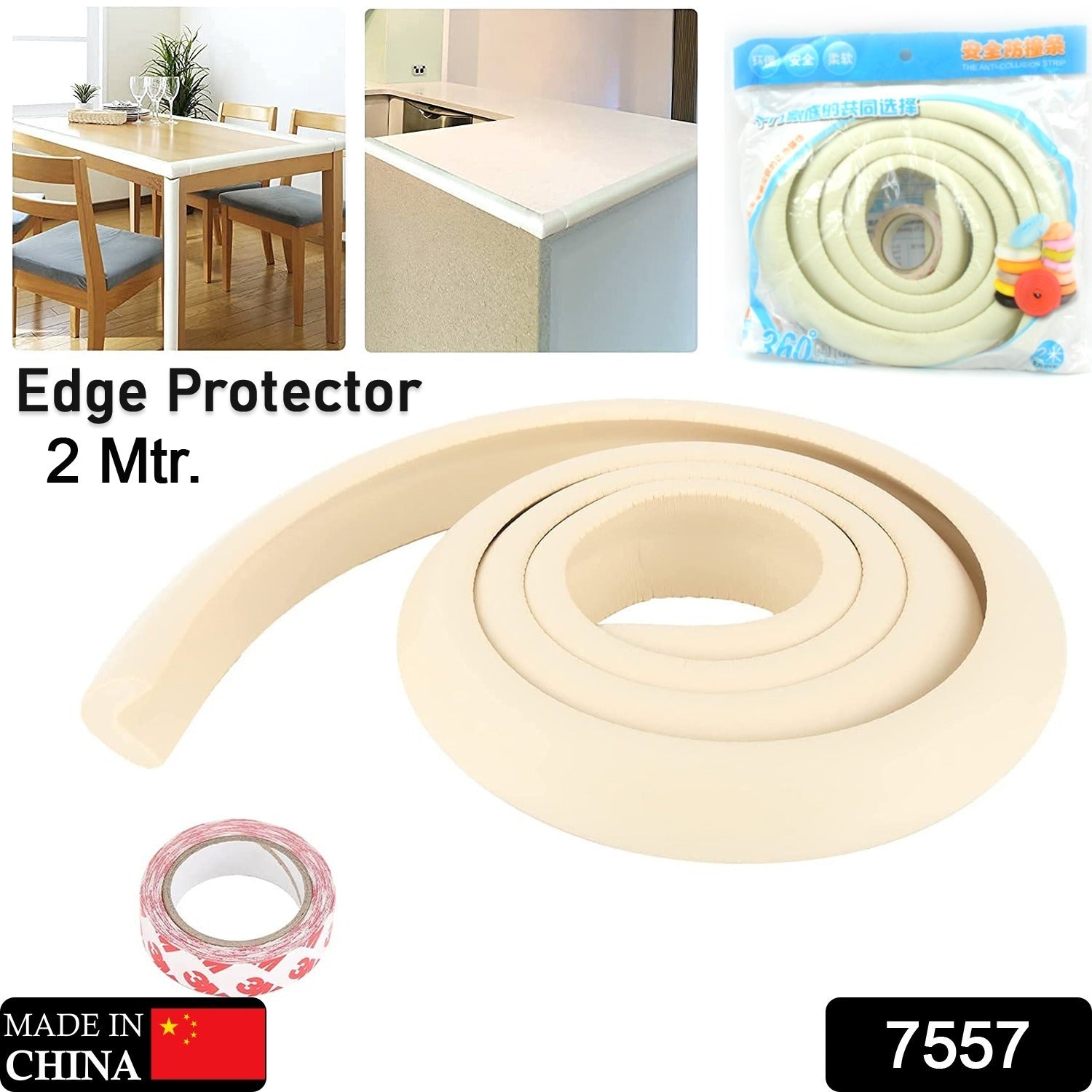 Corner Edge Protector – Soft Rubber Safety Bumper Guard for Baby Proofing Furniture, Table, & Bed (2 Mtr)