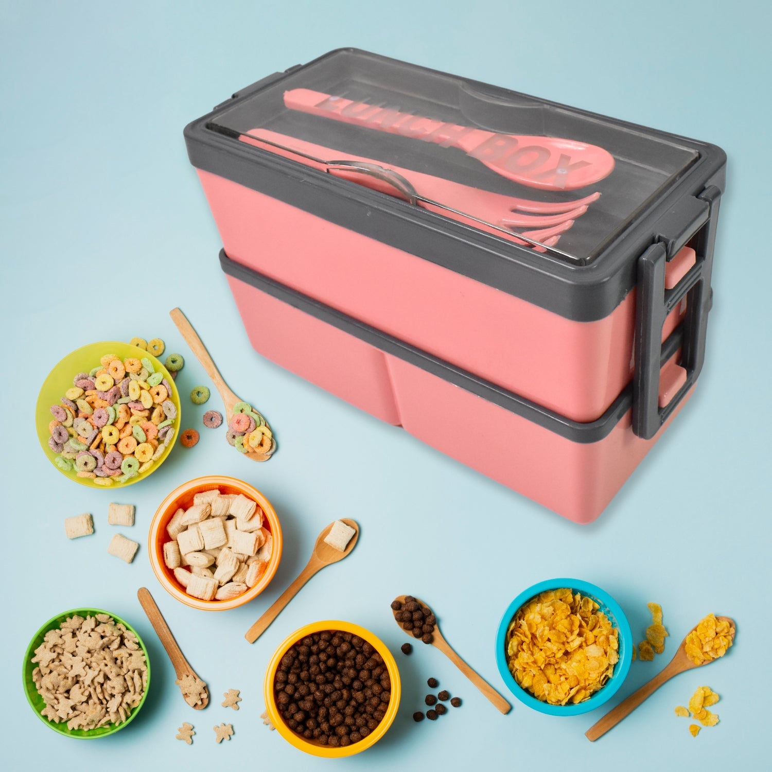 Plastic 3 Layer Leak Proof 3 Compartment Lunch Box for Office  (1 Pc)