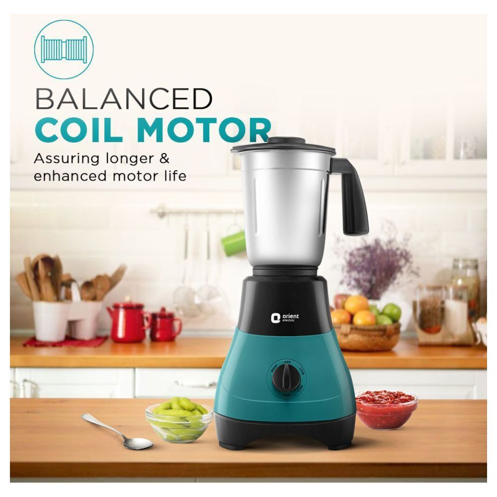 Orient Electric Fine Blend 500W 3 Jars Mixer Grinder, 3 Speed Control, Blue and Black