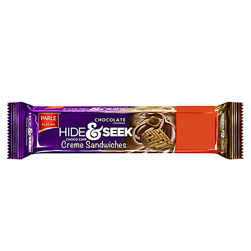 PARLE HIDE & SEEK CHOCO CHIP STRAWBERRY CREME SANDWICHES 120GM