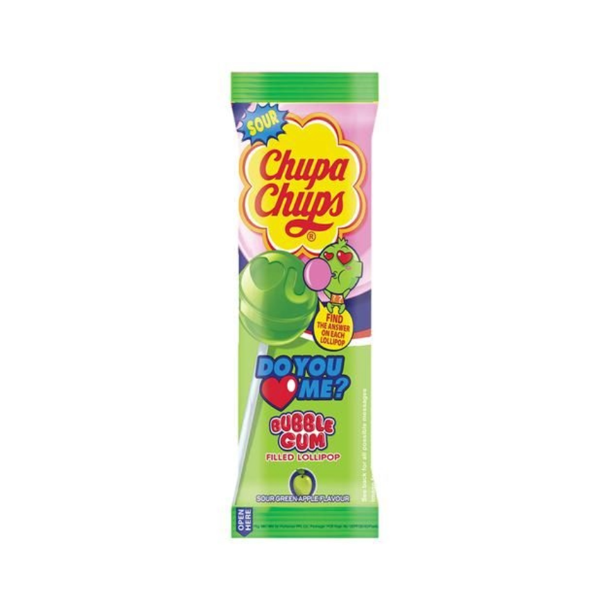 CHUPA CHUPS SOUR GREEN APPLE FLAVOUR 12GM