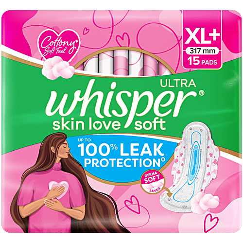 WHISPER ULTRA SKIN LOVE SOFT XL 317MM 15PADS MRP-190/-
