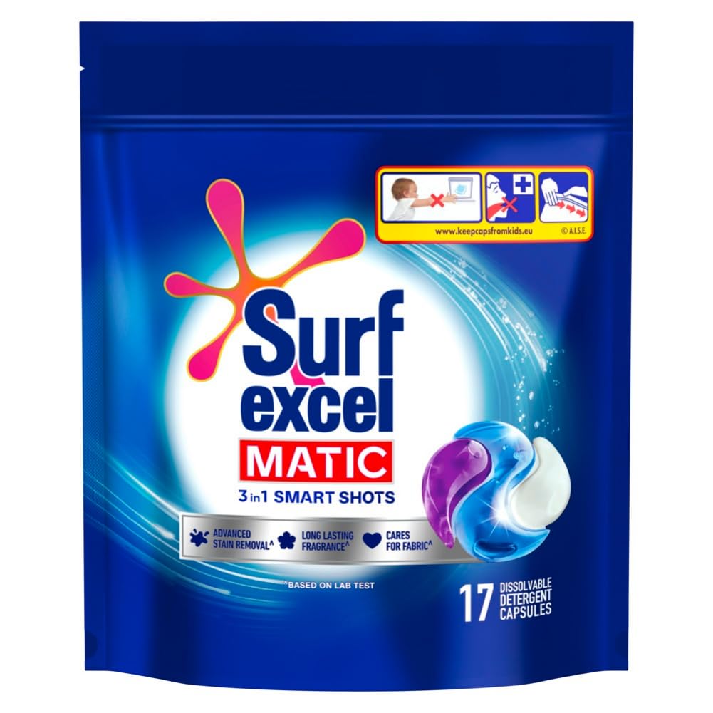 SURF EXCEL MATIC 3 IN 1 SMART SHOTS DETERGENT 26GM*17 UNITS