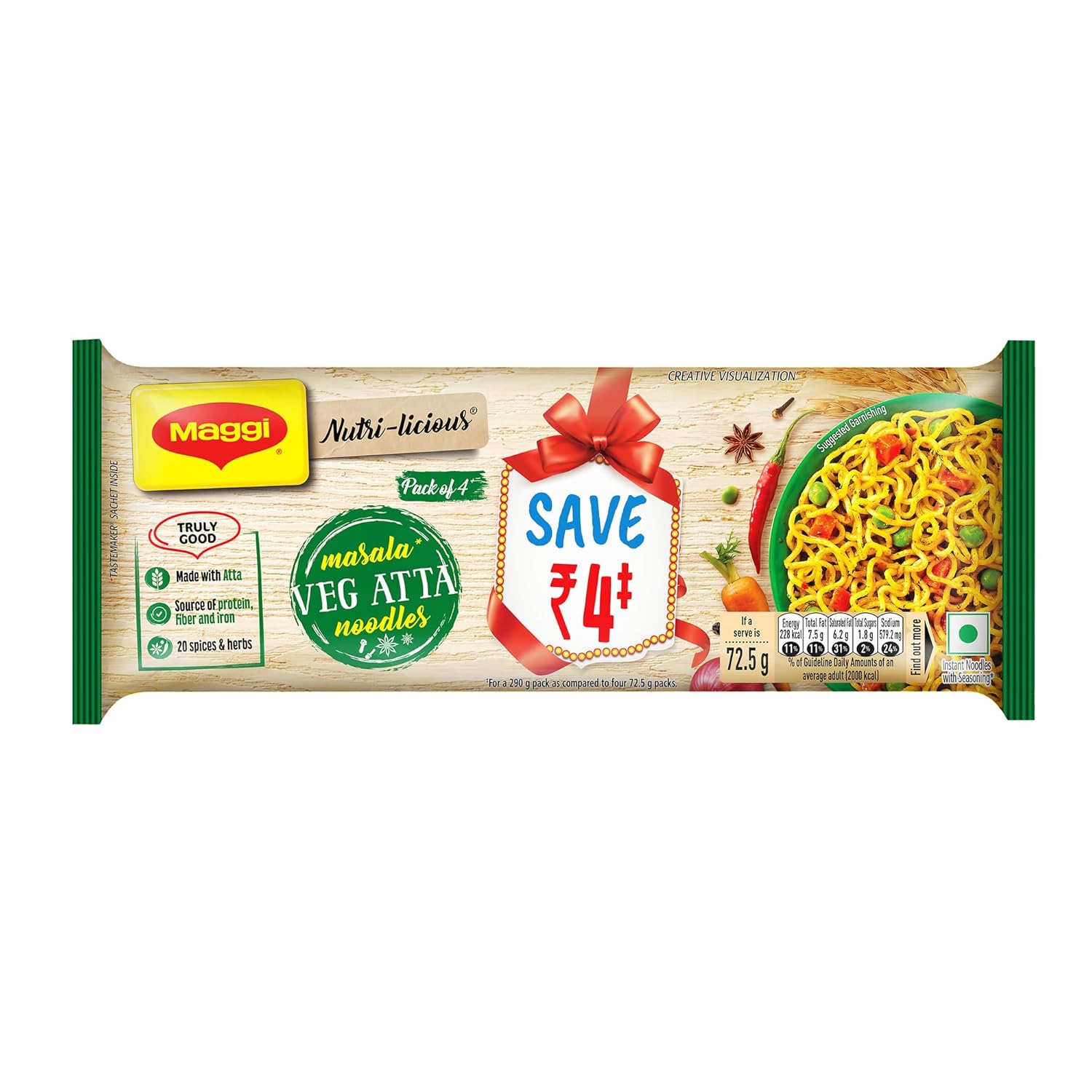 MAGGI NUTRI LICIOUS VEG ATTA NOODLES 290GM