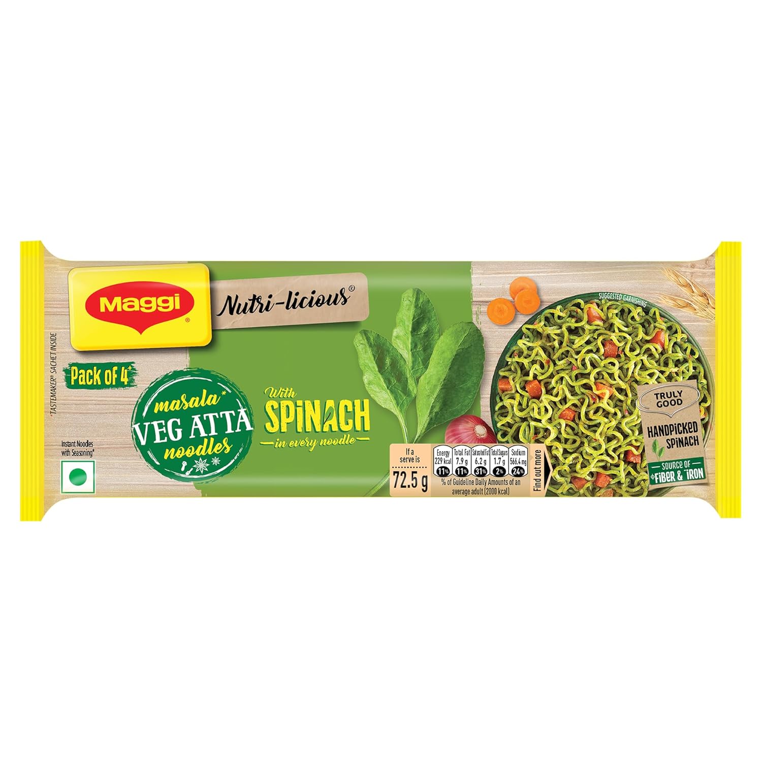 MAGGI MASALA VEG ATTA NOODLES  290GM 4PACK