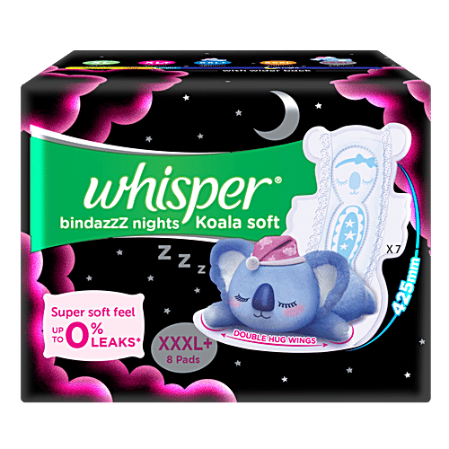 WHISPER BINDAZZZ NIGHTS KOALA SOFT XXXL 4 PADS