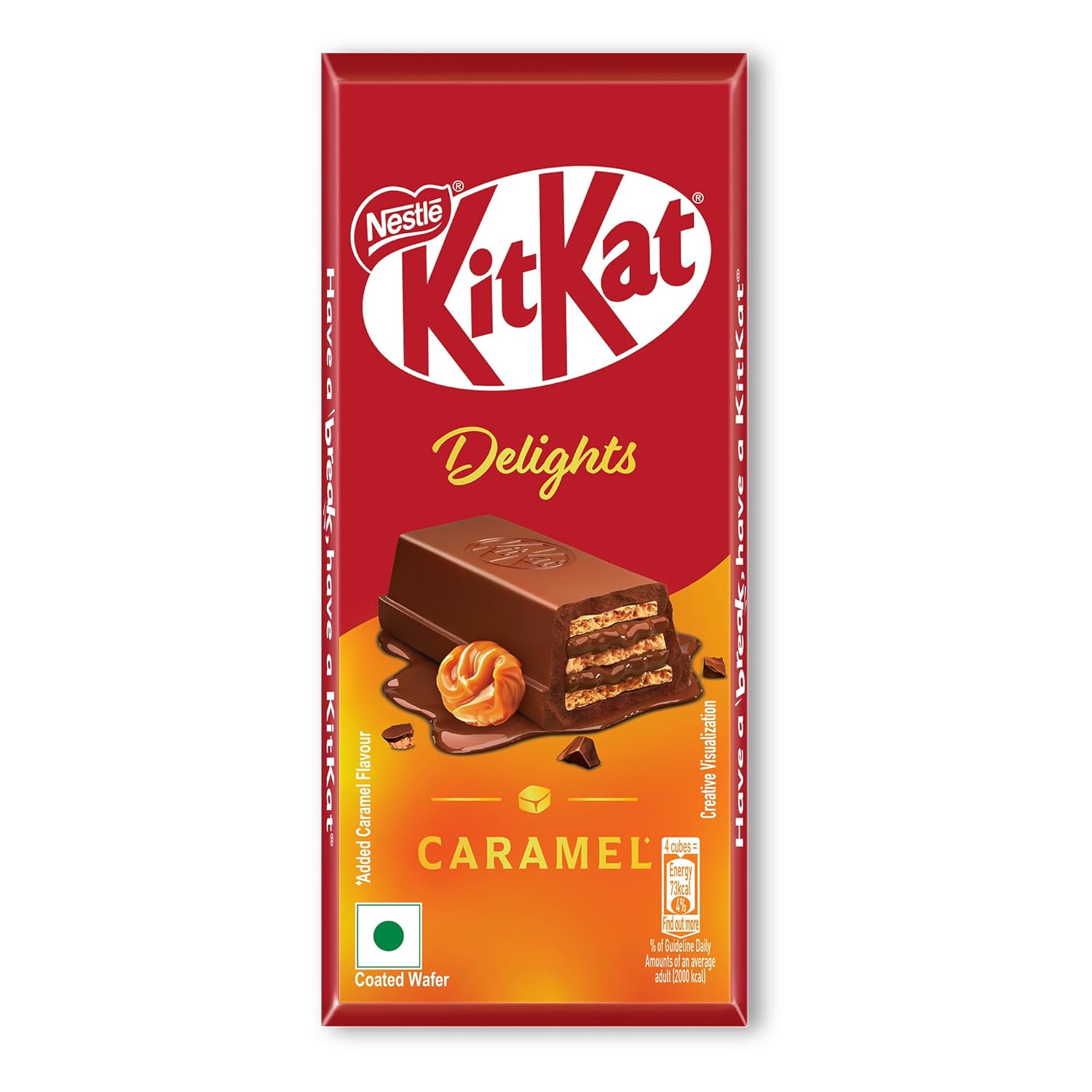 NESTLE KITKAT CARAMEL CHOCOLATE COATED WAFER 50GM MRP-70/-