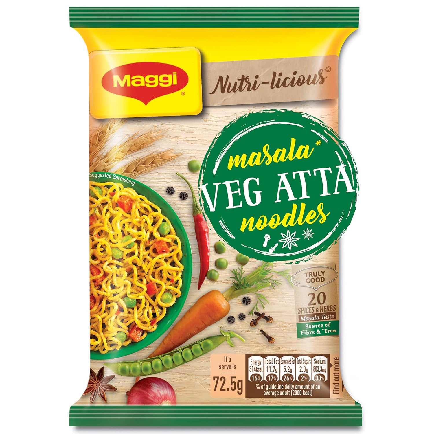 MAGGI MASALA VEG ATTA NOODLES  72.5GM